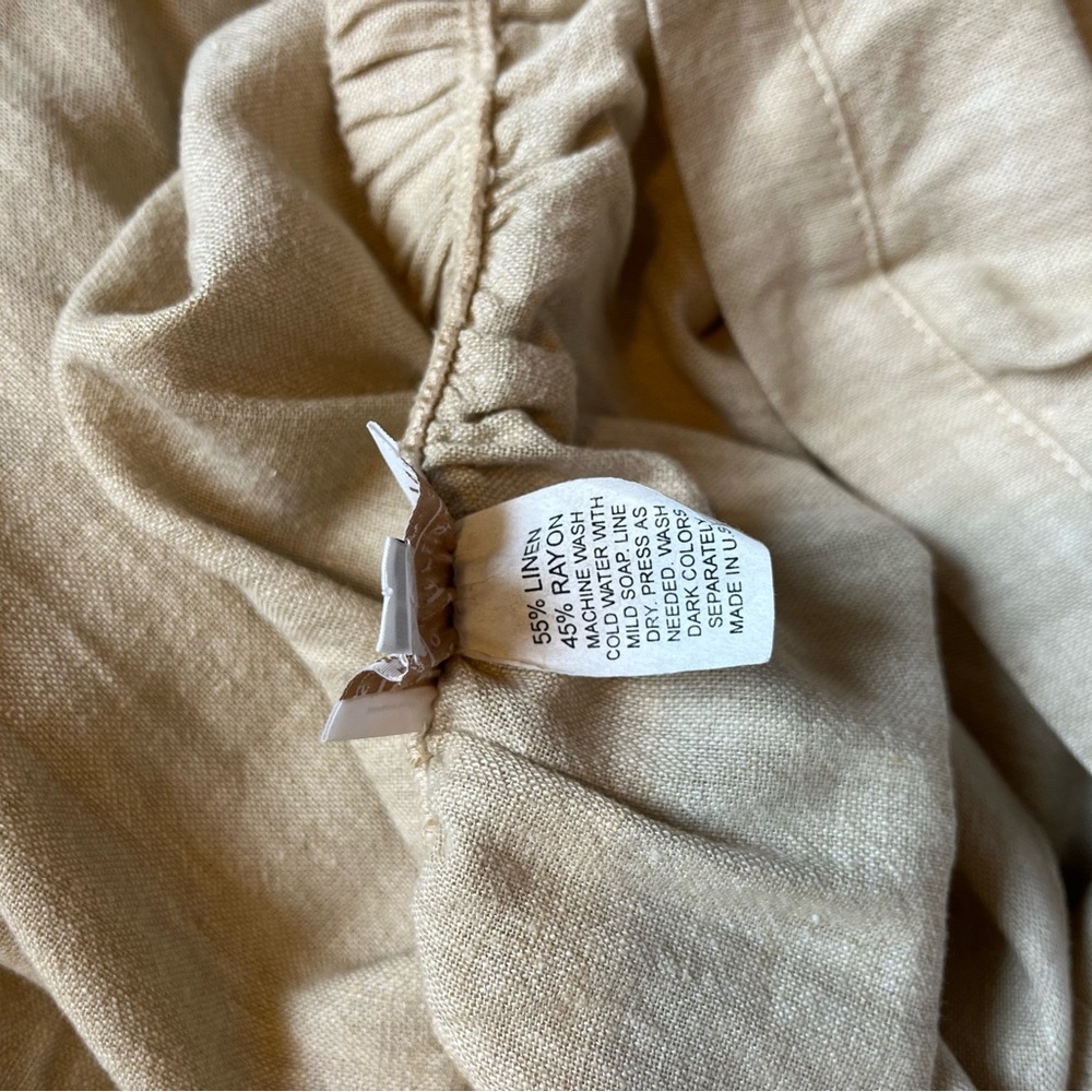 Vintage Linen Blend Basic Threads Beige Midi Skirt - image 4